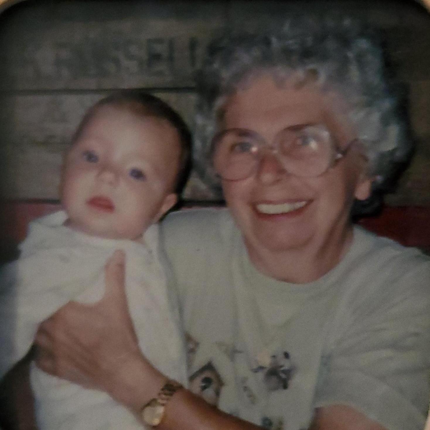 Miranda as a baby with her grandma