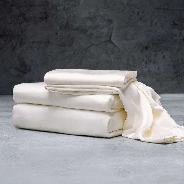 LUXOME Luxury Sheet Set | 100% Viscose from Bamboo | California King - Ivory | Deep Pockets | 4-Piece Set (Fitted, Flat, 2 Pillowcases)