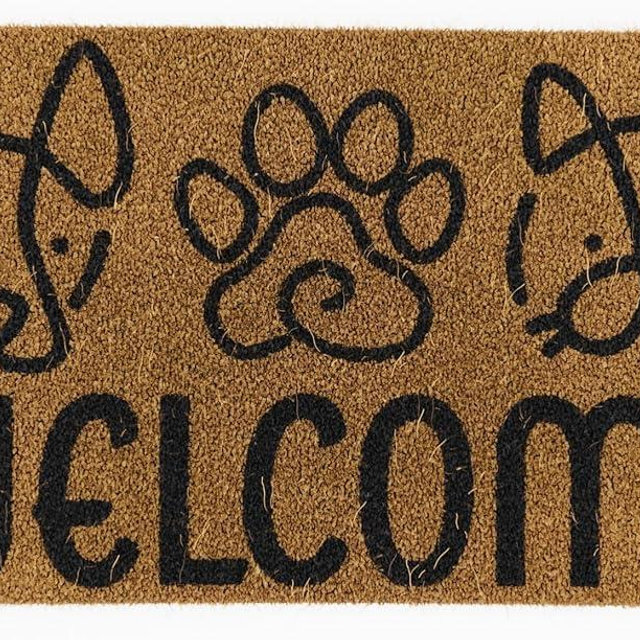 Avera Products Welcome Cat and Dog Natural Coir Doormat Anti-Slip Rubber Back | 17" x 29" Perfect for Outdoors | Fun Animal Welcome Mat | Paw Stamped and Puppy Approved
