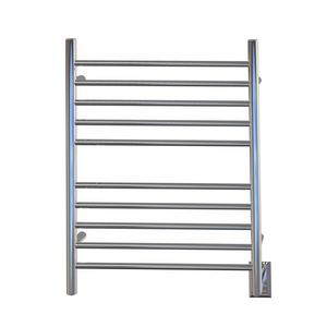 Amba Radiant Wall Mount Hardwired Towel Warmer with Ten Straight Bars in Polished Stainless Steel