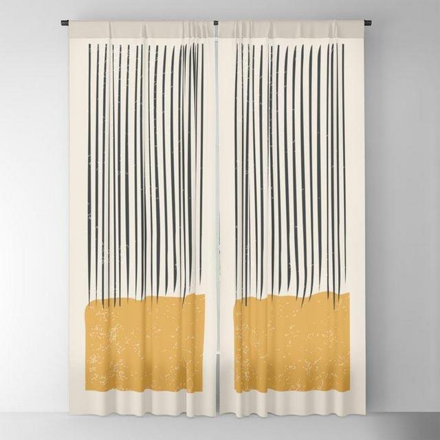Mid Century Modern Minimalist Rothko Inspired Color Field With Lines Geometric Style Blackout Curtain