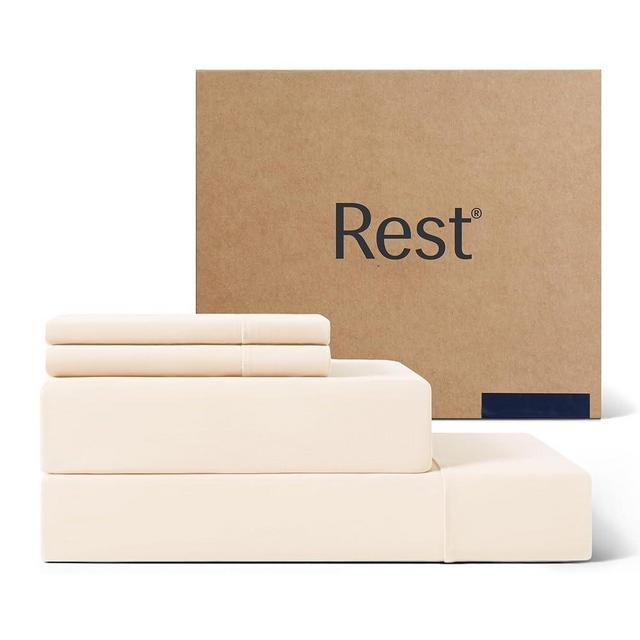 REST® Evercool®+ Cooling Sheet Set, Queen Size, Snow Ivory, Breathable Bed Sheets for Hot Sleeper and Night Sweats, with Pillowcases, with Ionic+ Self-Cleaning Silver Yarn for Sensitive Skin, 4PCS