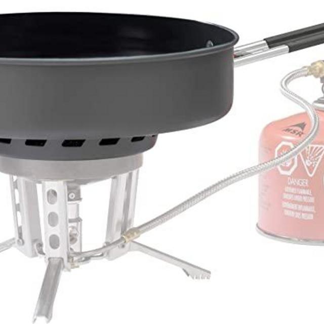 MSR WindBurner 8-Inch Ceramic Camping Skillet with Folding Handle and Fusion Coating, Gray (13494)
