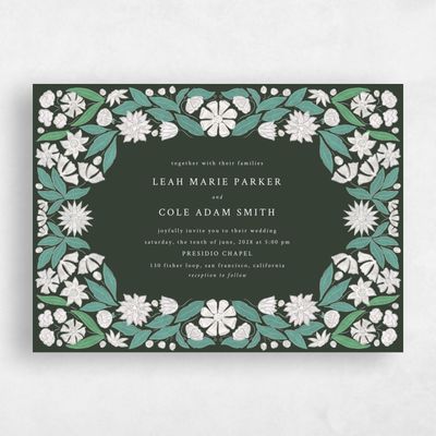 Deep Forest, Green Wedding Invitation - Juliet Landscape