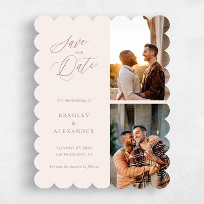 Beige Scalloped Wedding Save the Date - Andros Multiphoto