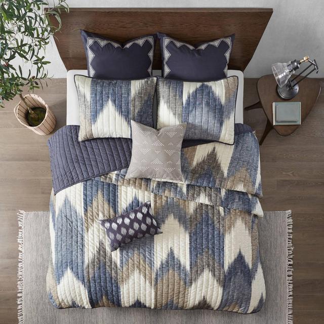 Alpine King/California King 3pc Printed Cotton Coverlet Set Navy