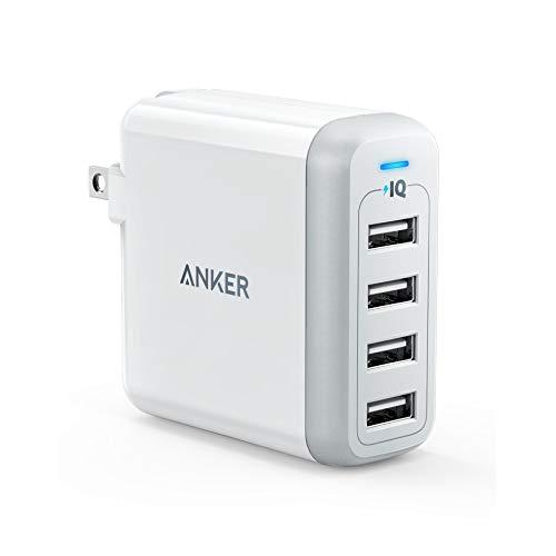 Anker 40W 4-Port USB Wall Charger with Foldable Plug, PowerPort 4 for iPhone XS / XS Max / XR / X / 8 / 7 / 6 / Plus, iPad Pro / Air 2 / Mini 4 / 3, Galaxy / Note / Edge, LG, Nexus, HTC, and More