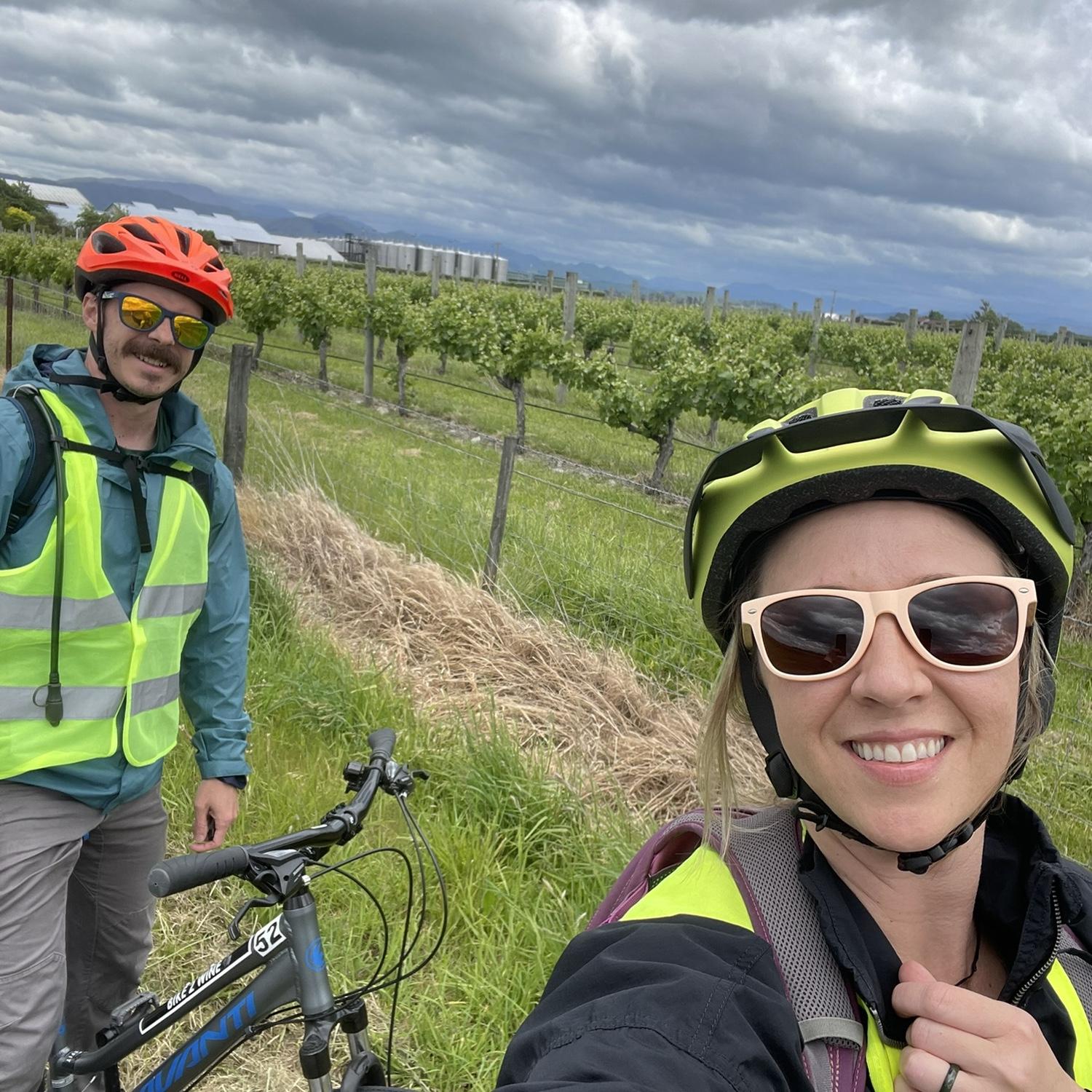 Biking to wineries in New Zealand
