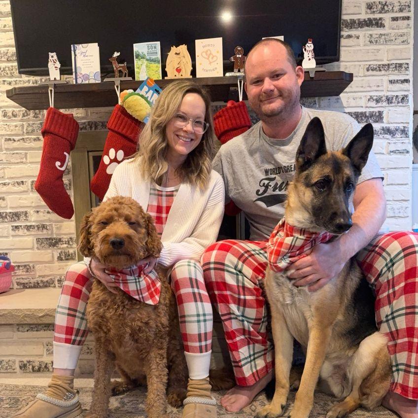 Matching holiday pjs & bandanas for all