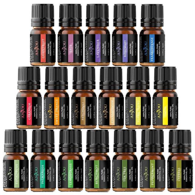 Essential Oils - Anjou Top 18 Aromatherapy Oils Premium Fragrance Oil Organic Pure for Diffuser Yoga Massage & DIY Personal Care,Foundation Set 5ml/Bottle