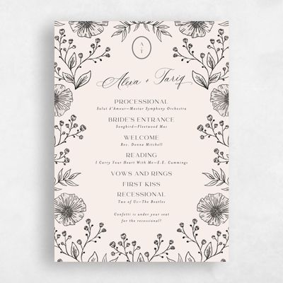 Linen, Beige Wedding Program - Gavina