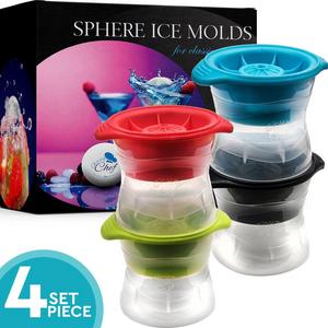 Sphere Ice Maker ball Molds – Set of 4 Ice Mold Round Ice Cubes For Drinks Silicone Tray Silicon Whiskey Ice Cube Trays Balls Makers With Lids – Great for Parties and all Cold Beverages