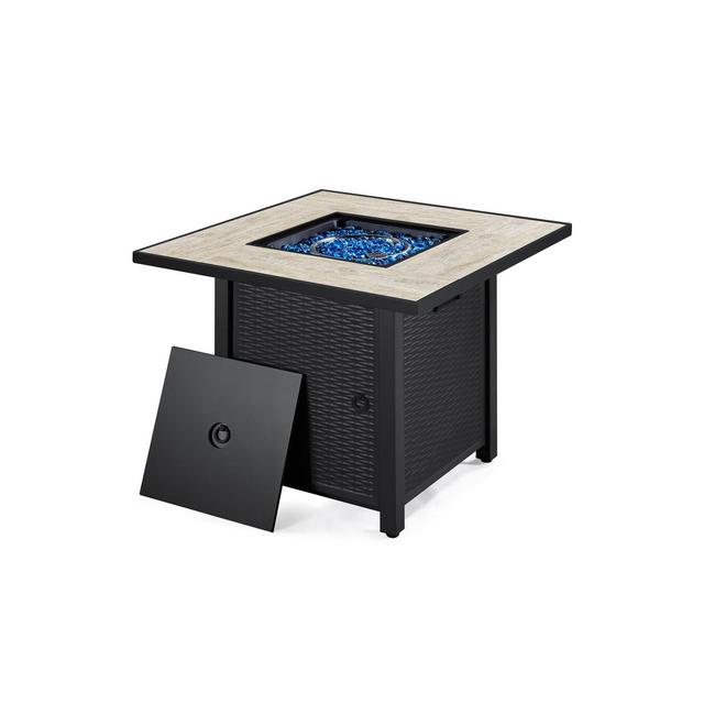 Yaheetech Gas Fire Pit Table Square with Ceramic Tabletop Outdoor