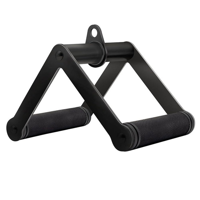 Howffite Double D Row Handle Cable Attachment for Weight Workout, Steel with Non-Slip Rubber Grip (Black)