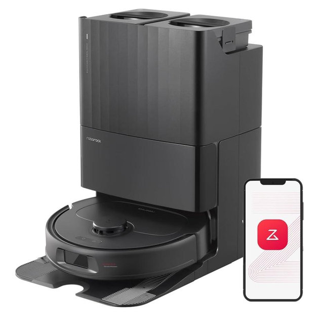 roborock Qrevo S Robot Vacuum and Mop, Self-Drying, Auto Mop Washing, 7000Pa Suction, Self-Emptying & Refilling, 10mm Auto Lifting, 200RPM Spinning Mops, Smart Obstacle Avoidance, Black