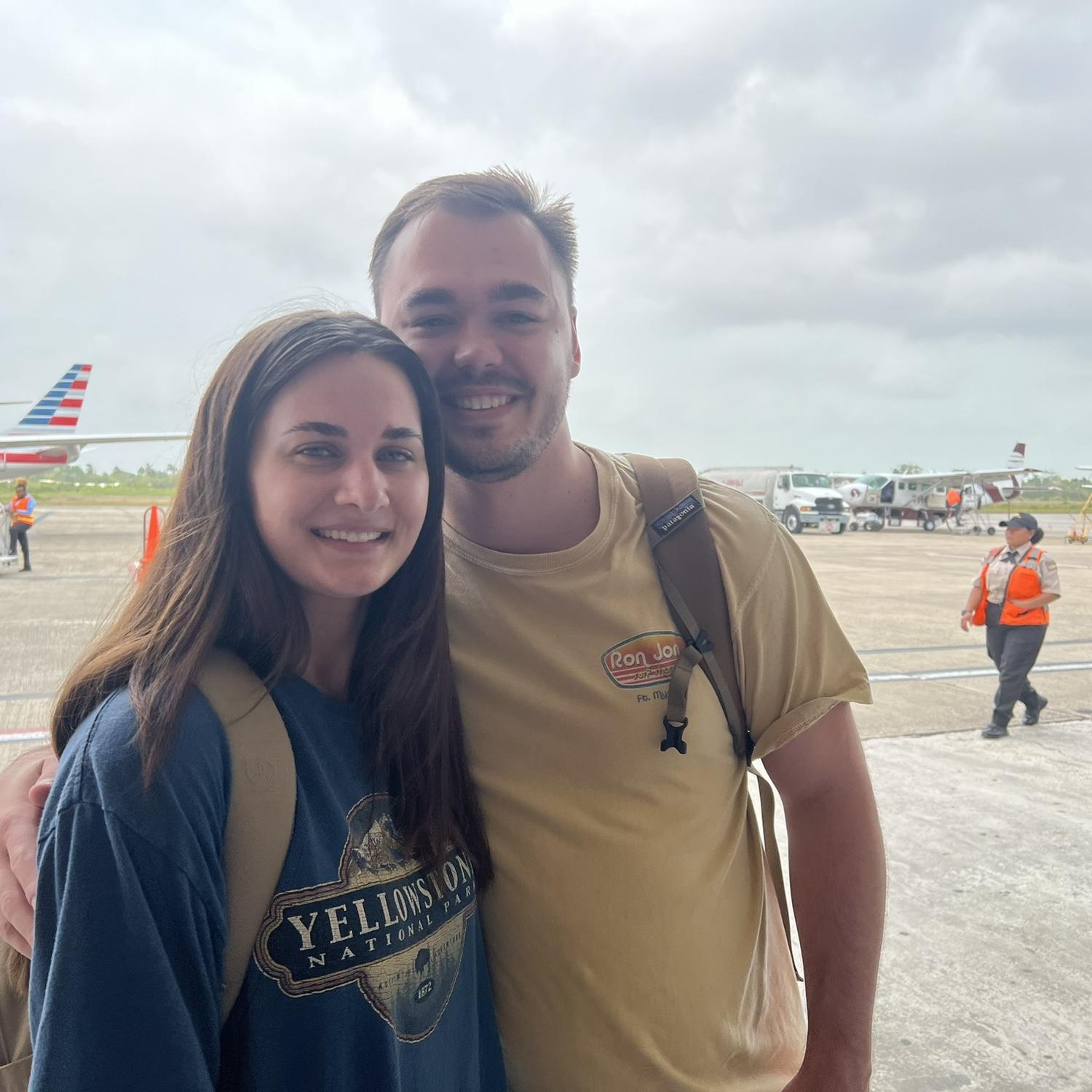 Jessie and Bridger after landing in Belize!