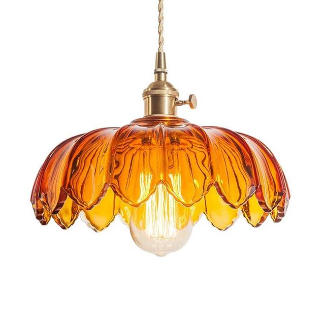 UMhouse Amber Glass Pendant Light Fixtures,Brass Switch Pendant Ceiling Lamp for Kitchen Island (Amber), LHDD-A