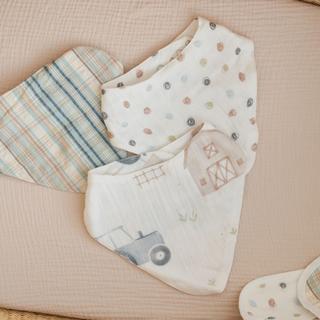 Charlie Farmhouse Muslin Baby Bib, Set of 3