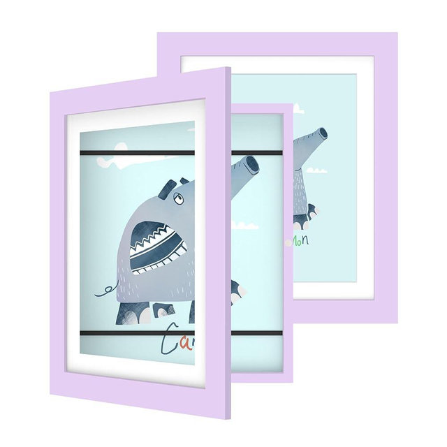 FrameWorks 2-Pack, 10" x 12.5" Lavender Wooden Kids Art Frame with Magnetic Door – Display for 3D Artwork, Photos, Crafts – Gallery Style Edges Wall Decor for Home, Playroom, Easy Access Frame