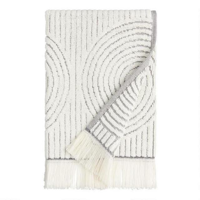 Gray and White Sculpted Spiral Morgan Hand Towel