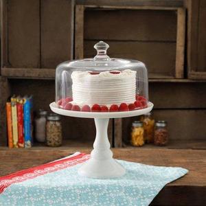 The pioneer woman timeless beauty 10" milk white glass cake stand