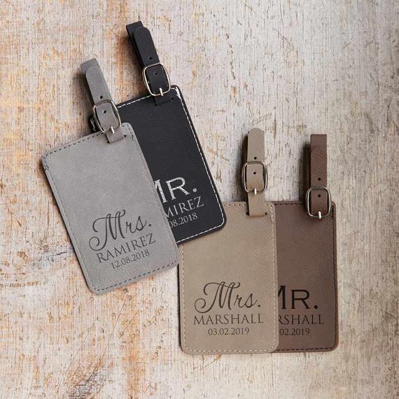 Personalized Mr and Mrs Luggage Tags Pair (2) by Lifetime Creations: Wedding Luggage Tags, Mr & Mrs Luggage Tags, Honeymoon, SHIPS FAST