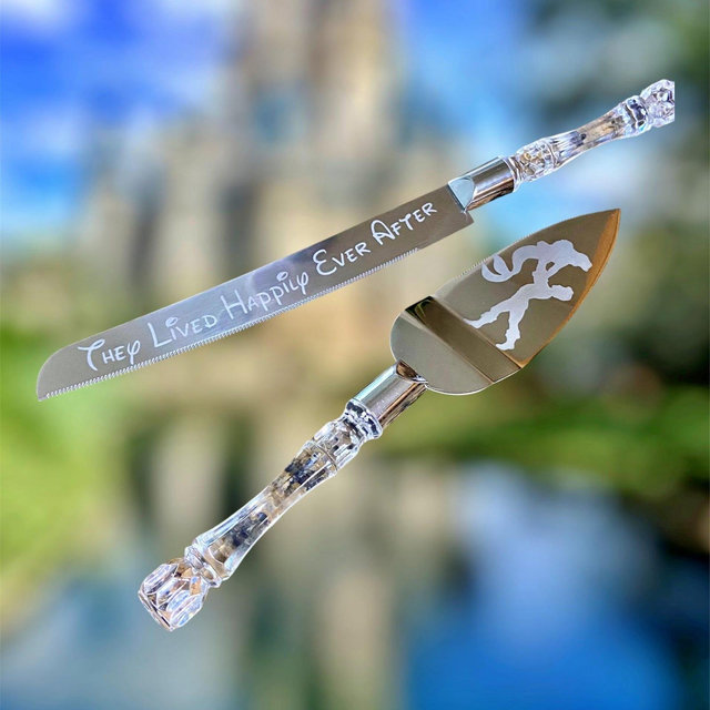 Little Mermaid cake cutter and server set, Disney inspired wedding cake knife cutting set.