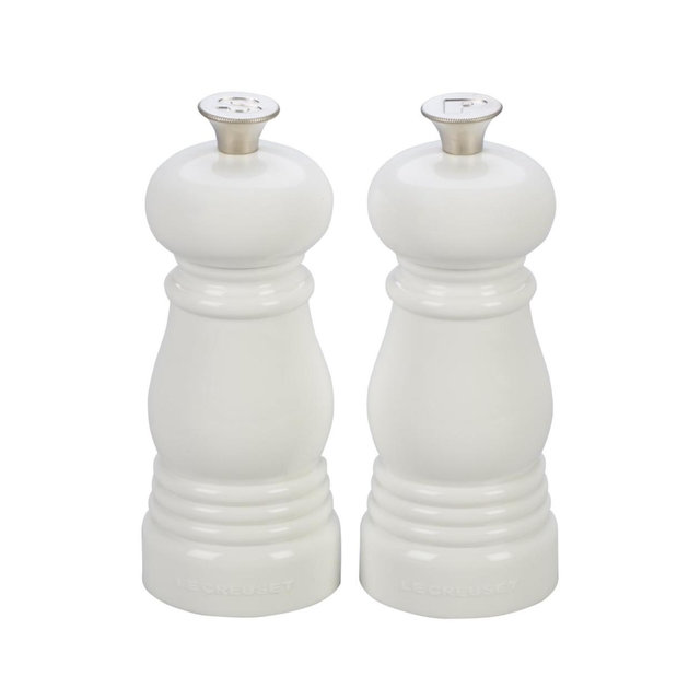 Le Creuset Petite Salt and Pepper Mill Set, 5" x 2" each, White