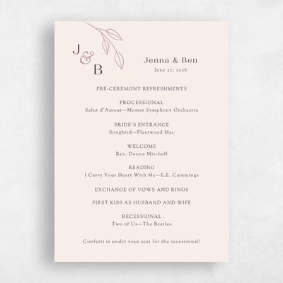 Light Mauve, Purple Wedding Program - Cassis