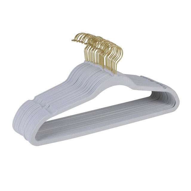 Simplify 25pk Velvet Suit Hangers with Matte Gold Hook White: Adult Multipurpose Clothes Hangers for Suits & Dresses