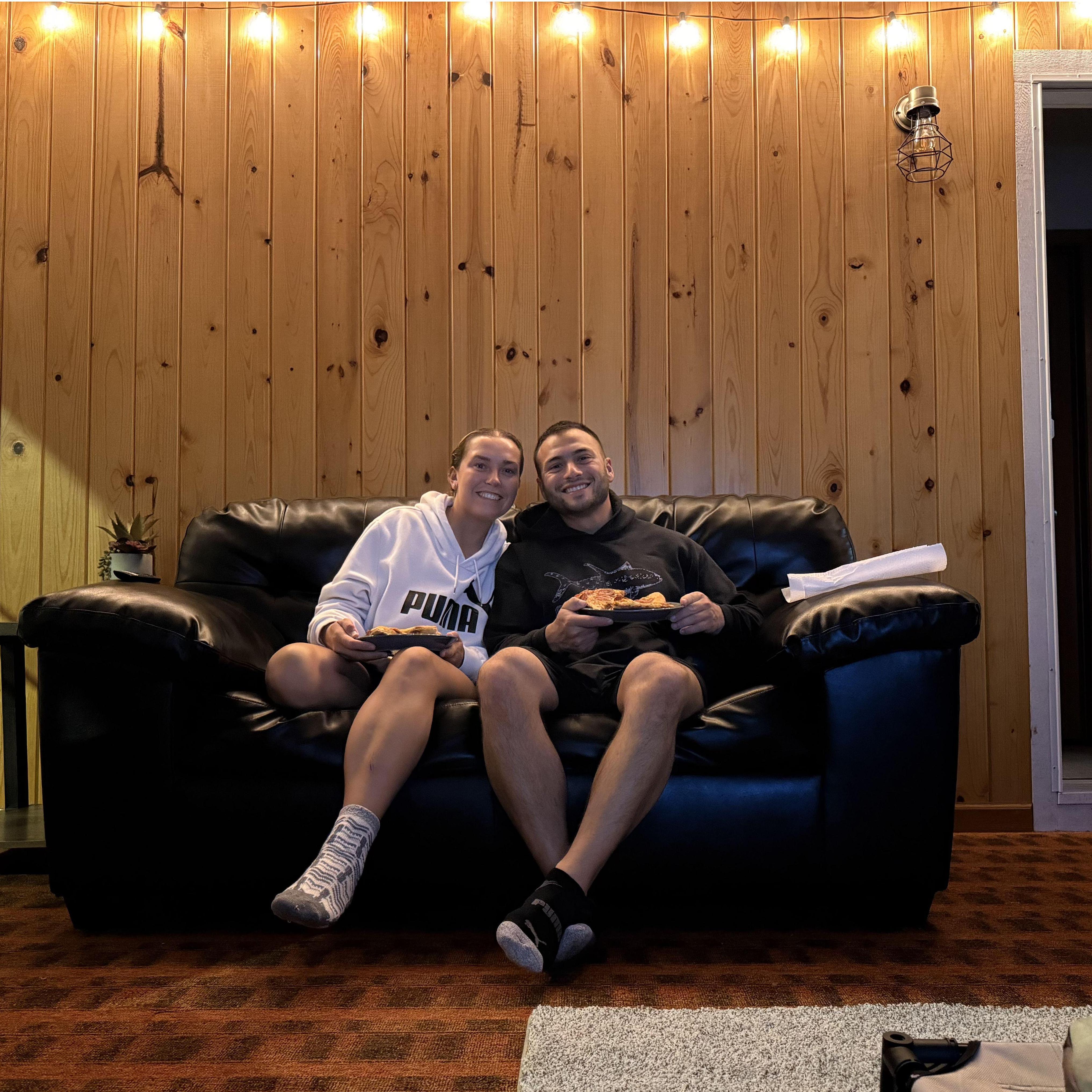 The first night we slept in our new house! We ordered pizza and ate in the sunroom after 16 hours of moving. (our favorite room in the house)