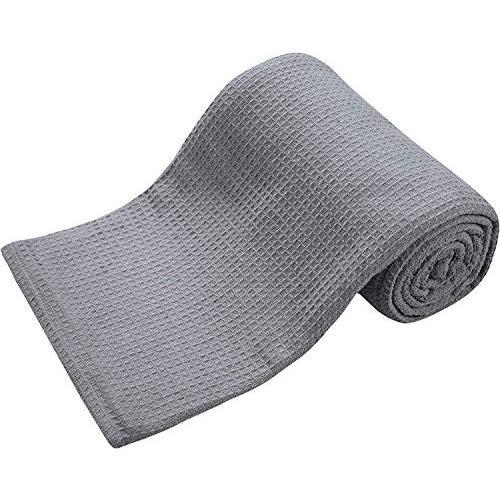 Bed Bath & Home BBH 100% Cotton Blankets Queen Size, Grey Color - Soft Premium Right Weight Breathable Cotton Thermal Blankets Waffle Weave Design - Provides Comfort and Warmth for Years