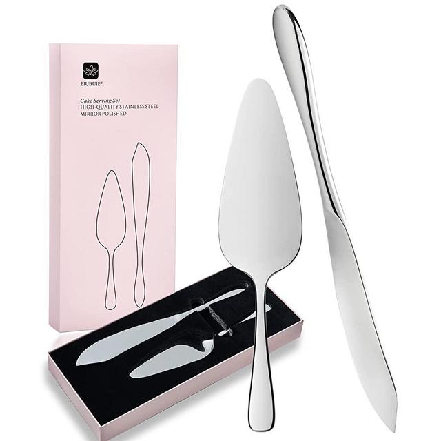 Cake Cutting Set for Wedding, EIUBUIE Cake Knife and Server Set, Classic Design 18/10 Stainless Steel Pie Cake Serving Set of 2 Piece, Dishwasher Safe