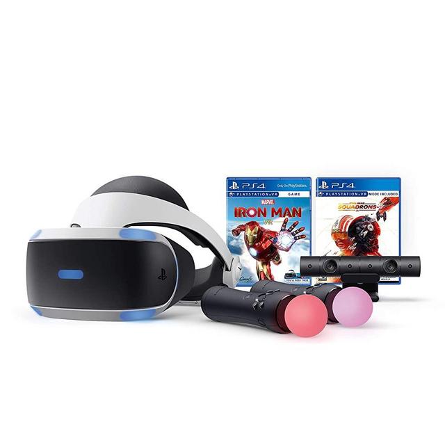 PS VR Iron Man and Star Wars Set, Compatible with PS 4 & 5: VR Headset, Camera, Move Motion Controllers, Iron Man, Star Wars: Squadrons and Mytrix Microfiber Cleaning Cloths