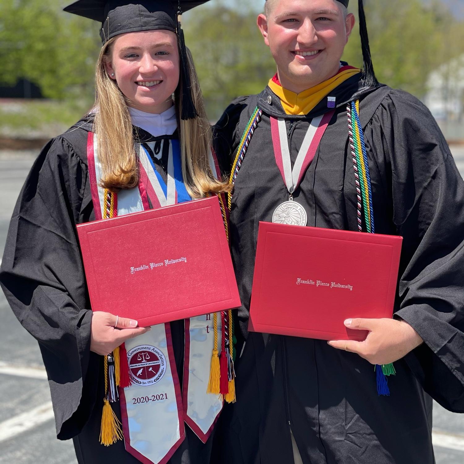 On May 15th, 2021 Jeremy and Hannah celebrated their graduation from Franklin Pierce University. They both graduated with high honors in their studies in Education (Hannah) and Biology (Jeremy).