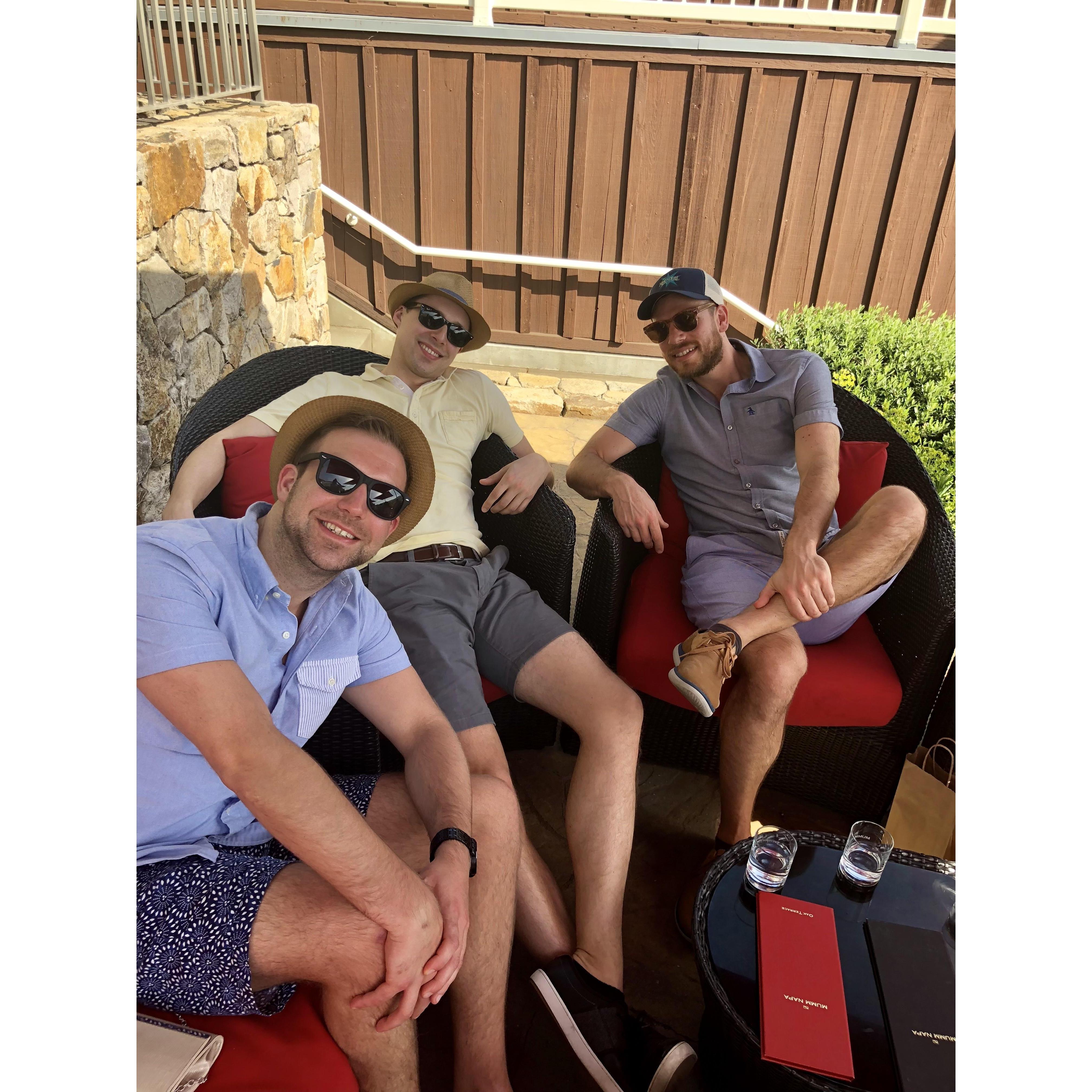 Jordan, Jacob and Trevor lounging at Mumm in Napa