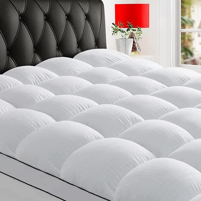 HYLEORY King Size Mattress Topper for Back Pain, Extra Thick Cooling Mattress Pad Cover, Down Alternative Overfilled Plush Pillow Top with 8-21 Inch Deep Pocket