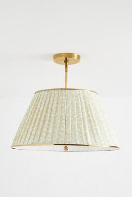 Lee Brass 24" Ruched Printed Semi-Flush Mount Pendant Light