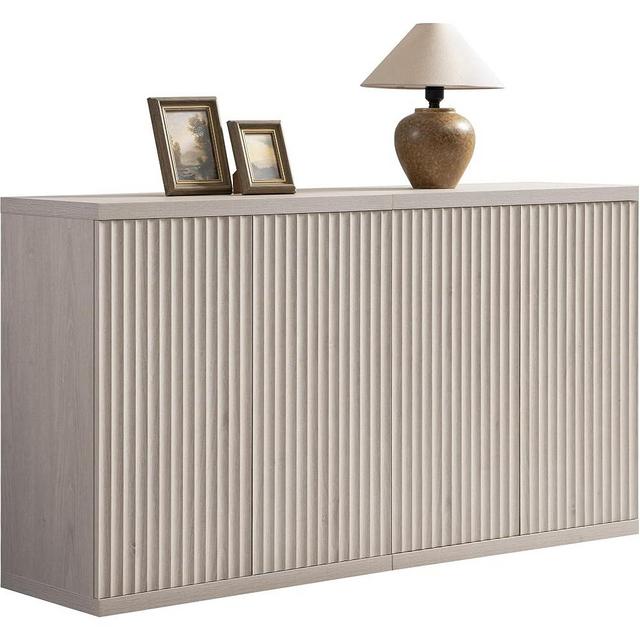 SICOTAS Buffet Cabinet with Storage Accent Sideboard Modern Credenza with Doors & Shelves Fluted Media Console Wood Mid Century Coffee Bar Table for Living Room Kitchen Dining Room Hallway（2PCS）