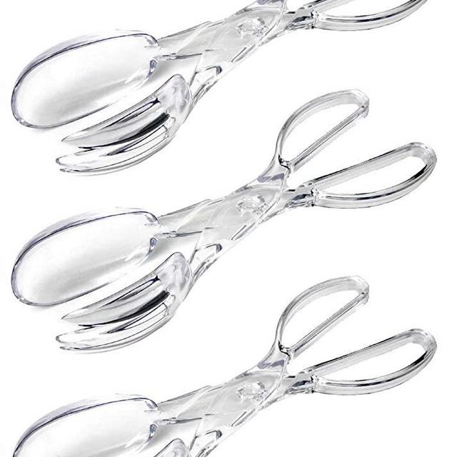 Chef Craft Premium Clear Salad Tongs Heavy Duty Design, 11.25-Inches Long (3-Pack)