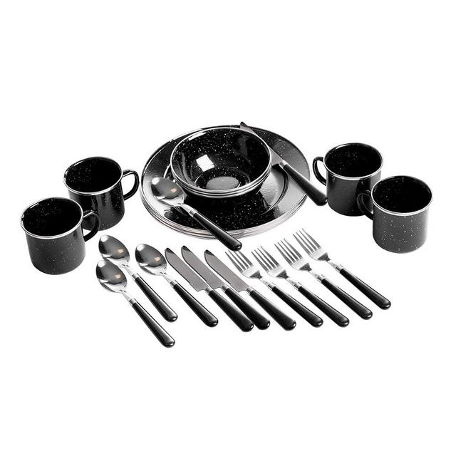 Stansport 24-Piece Enamel Camping Tableware Set