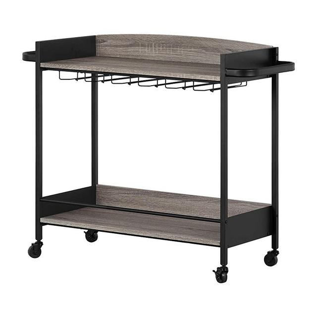 South Shore Cart, Black and Weathered Oak