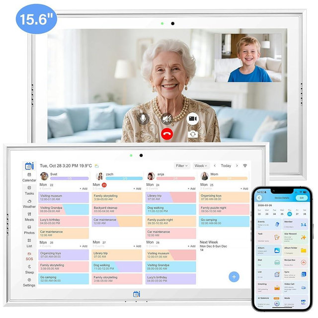 Missfly 15.6 Inch Smart Digital Wall Calendar, Touchscreen Family Planner, Sync Apple & Google Calendar, Home Command Center For Seniors & Kids