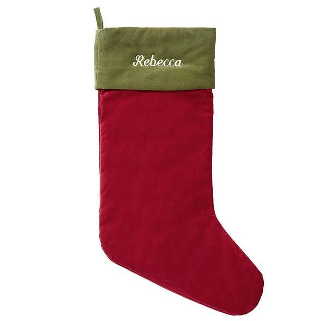 Velvet Stocking, Red with Green Cuff - Large