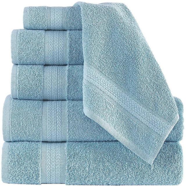 REGAL RUBY, 6 Piece Towel Set, 2 Bath Towels 2 Hand Towels 2 Washcloths, Soft and Absorbent, 100% Turkish Cotton Towels for Bathroom and Kitchen Shower Towel, Blue