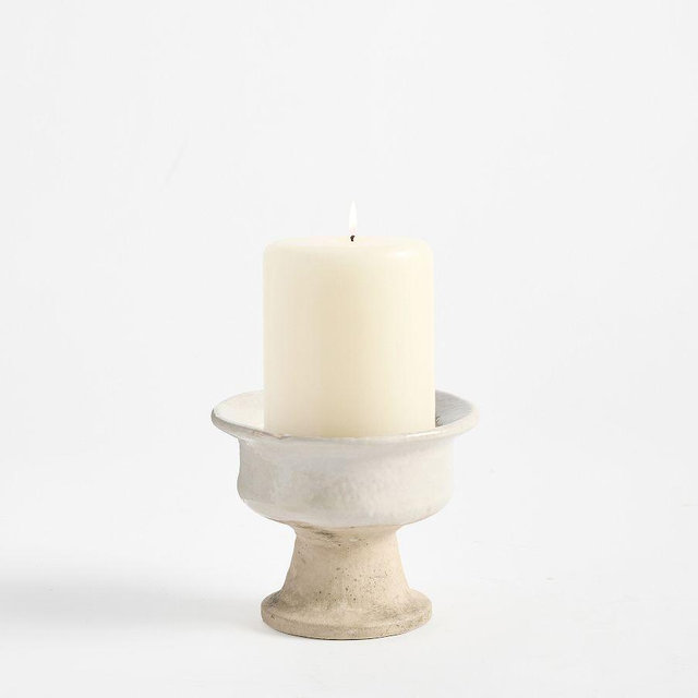 French Pot Pillar Holders, Small, Ivory