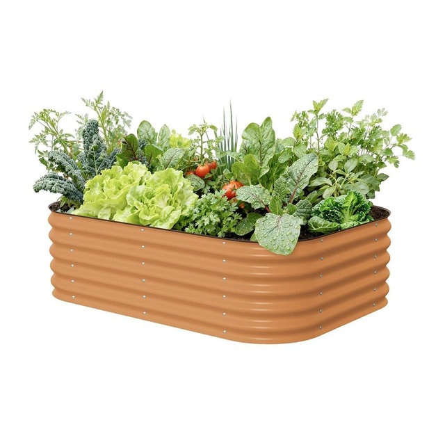 Vego garden Aluzinc Raised Garden Bed Kits, 17" Tall 6 in 1 Modular Metal Raised Planter Bed for Vegetables Flowers Patio Ground Planter Box, Terra Cotta