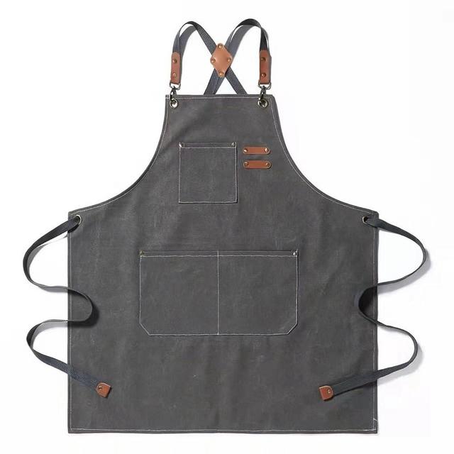 Tosewever Canvas Cross Back Chef Cotton Aprons for Men Women with Large Pockets