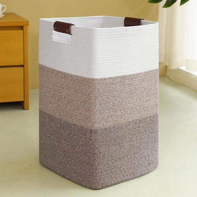 SIXDOVE Laundry Hamper 90L Extra Large Laundry Basket, Tall Woven Blanket Basket, Cotton Woven Storage Basket Hamper with Handles for Living Room, Collapsible Large Basket for Toys, Pillows, Blankets, Clothes-Gradient Yellow