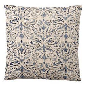 Reilley Embroidered Pillow, 22", Blue